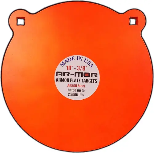 AR-MOR 10" AR500 STEEL GONG - 3/8" THICK STEEL ORANGE ROUND