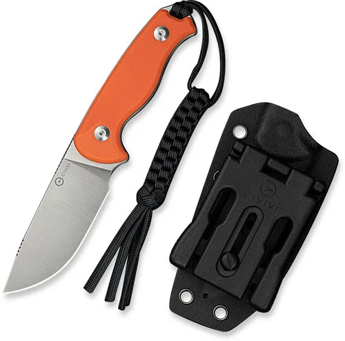 CIVIVI KNIFE TIMBERBARK 3.2" - FIXED ORANGE/SATIN G10 STNWASH - Image 3