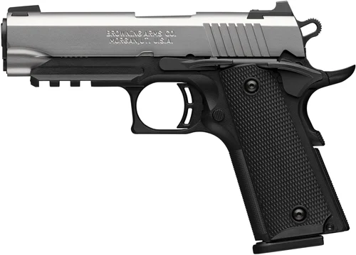 BROWNING 1911-380 SS 380ACP - 3.58"COMP 8RD BLK/SS W/RAIL - Image 2
