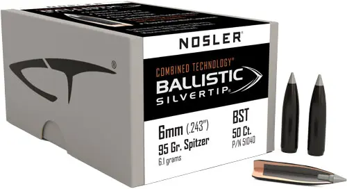 NOSLER BULLETS 6MM .243 - 95GR BALLISTIC SILVER TIP 50CT - Image 2