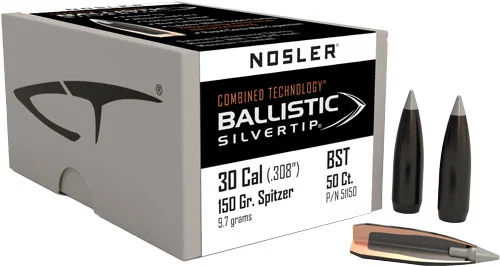 NOSLER BULLETS 30 CAL .308 - 150GR BALLISTIC SILVER TIP 50C - Image 2